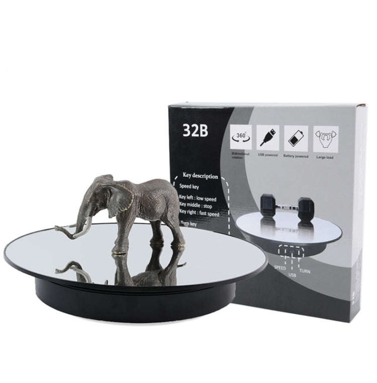 32cm Electric Turntable for Photography With Speed Direction Adjustment, Color: Golden Mirror