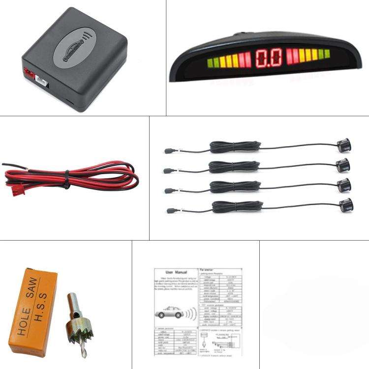 Car Buzzer Parking Sensor System with LCD Display(Black)