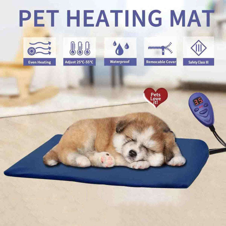 40x30cm Blue 12V Low Voltage Multifunctional Warm Pet Heating Pad Pet Electric Blanket(UK Plug)