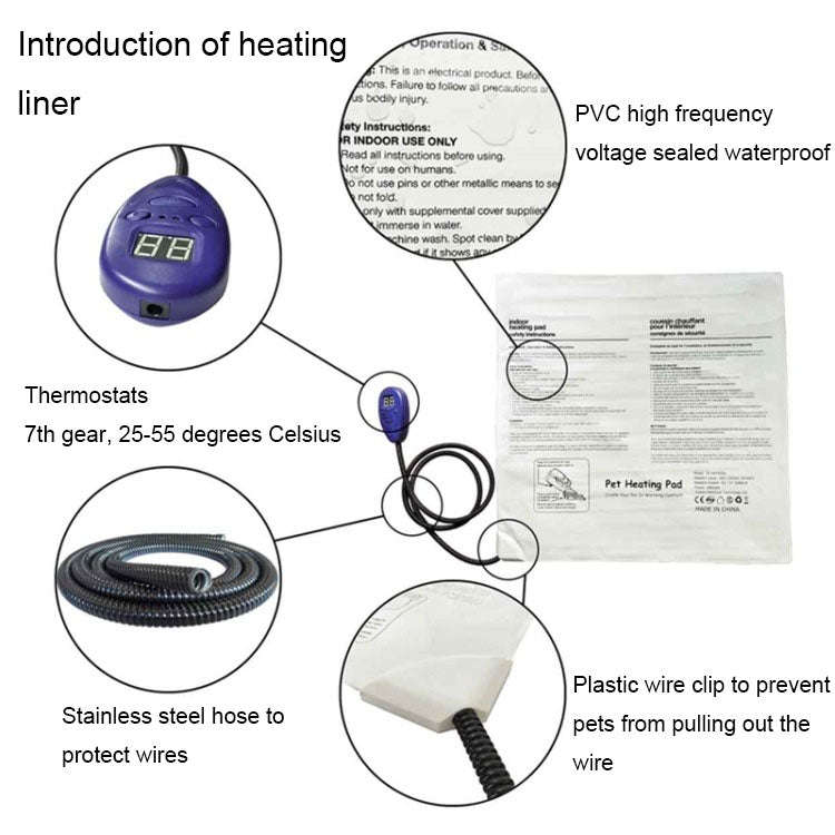 50x50cm Green 12V Low Voltage Multifunctional Warm Pet Heating Pad Pet Electric Blanket(US Plug)