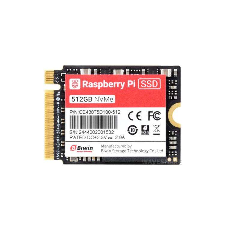 WAVESHARE Official Raspberry Pi SSD Complies With PCIe Gen 3 Standard 512GB