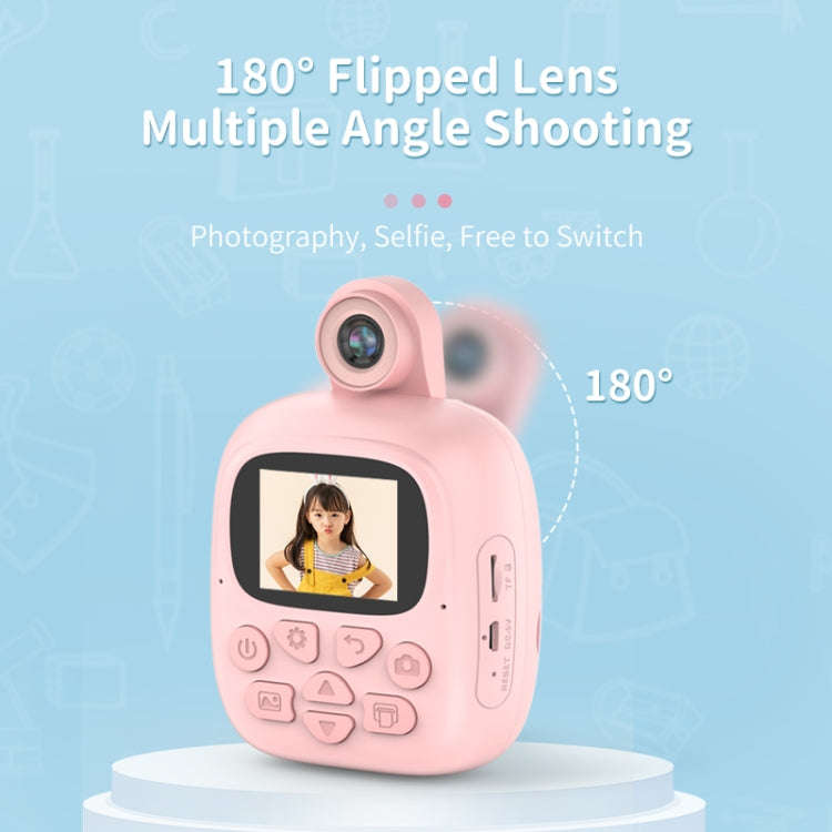 A18 HD Printable Cartoon Kids Digital Camera with Rotating Lens, Spec: Pink+32G
