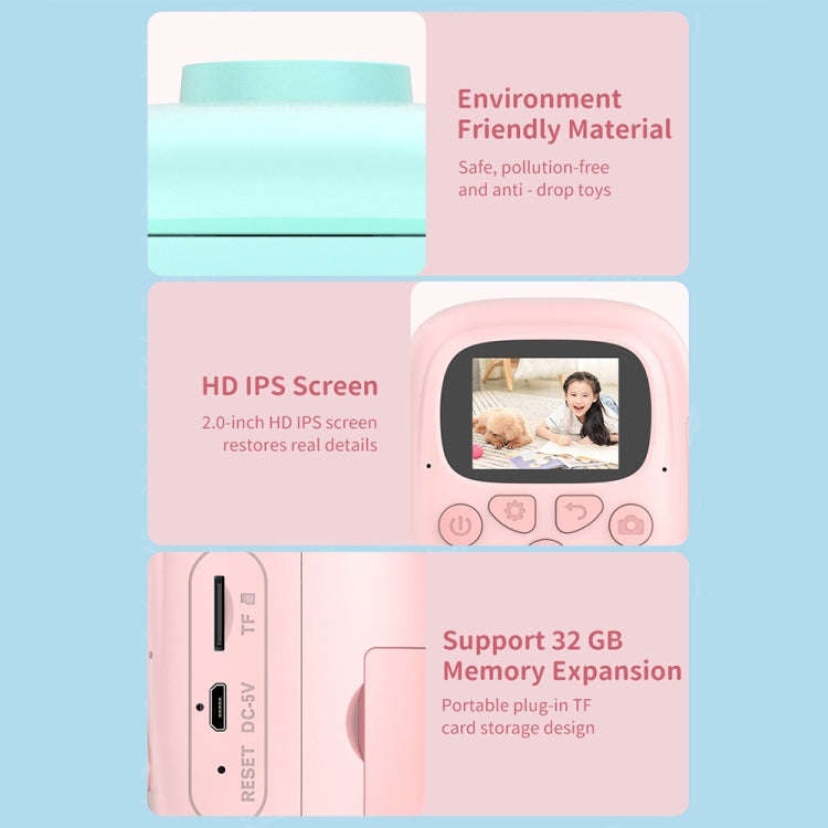 A18 HD Printable Cartoon Kids Digital Camera with Rotating Lens, Spec: Pink+32G