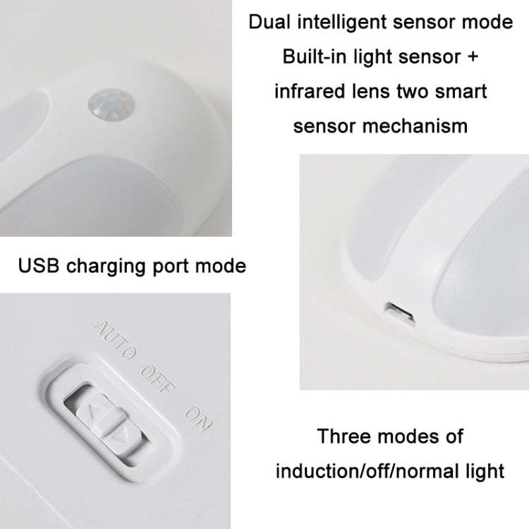 USB Rechargeable Firefly Smart Body Sensor LED Light(White Light)