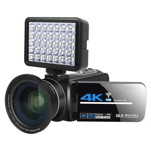 5600PX Zoomable 4K Digital Video Camera With Fill Light + Wide Angle Lens