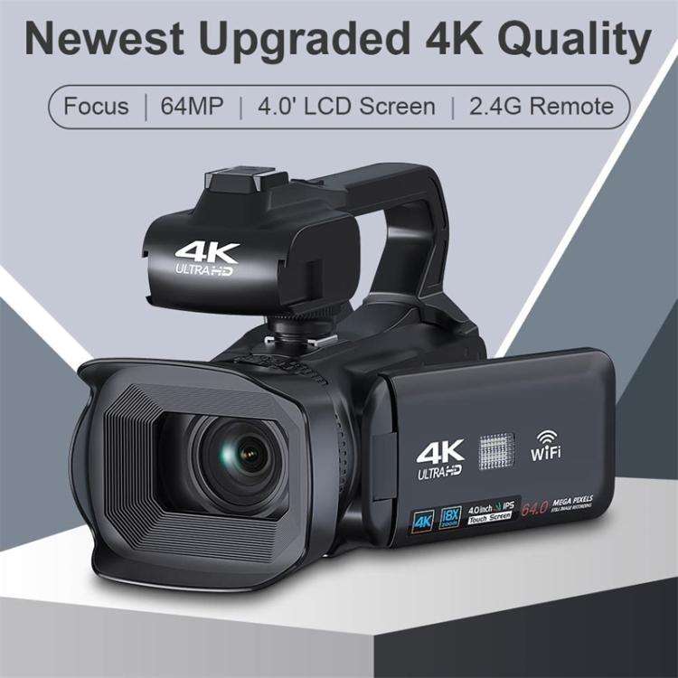 64MP 18X Zoom 4-Inch Touch Screen Handheld Digital Video Camera(32G)