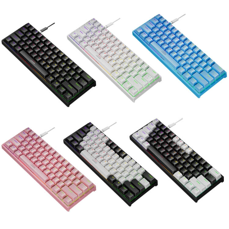LEAVEN K620 61 Keys Hot Plug-in Glowing Game Wired Mechanical Keyboard, Cable Length: 1.8m, Color...
