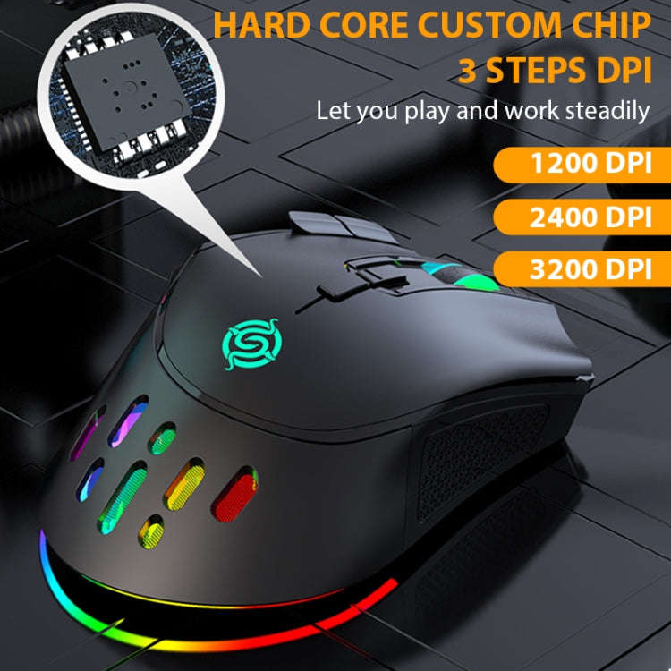 K-Snake BM520  9-button 3200DPI 2.4G RGB Wireless Dual-mode Gaming Mouse(Black)