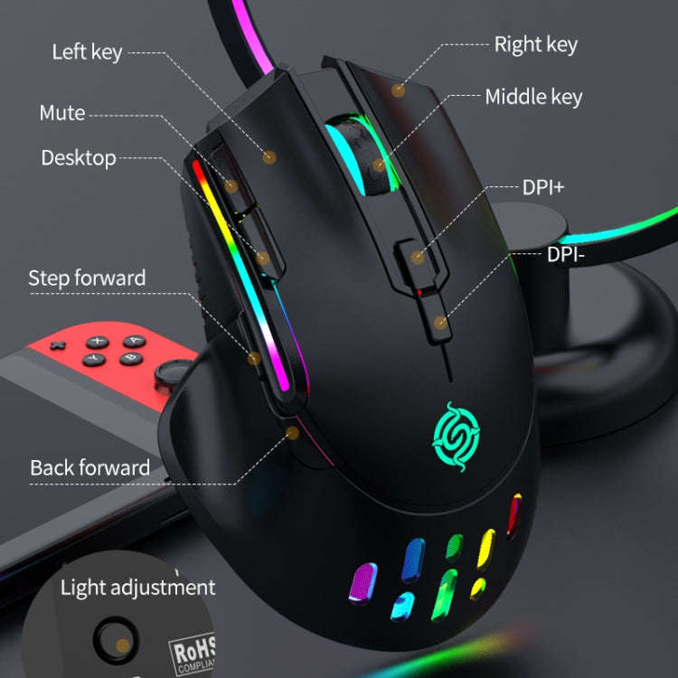 K-Snake BM520  9-button 3200DPI 2.4G RGB Wireless Dual-mode Gaming Mouse(Black)