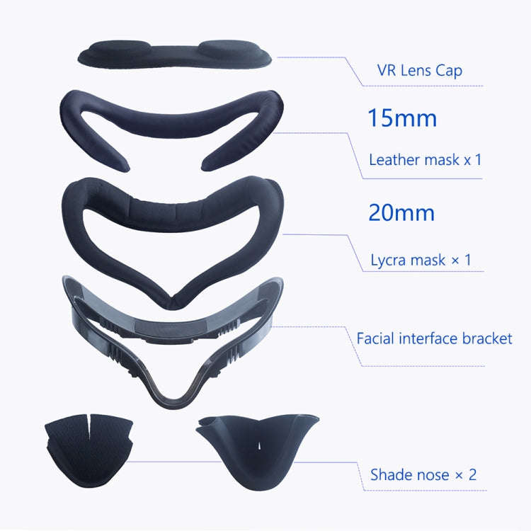 For Quest 2 VR Headset 6pcs/set Replacement Face Eye Pad Cushion(Black)