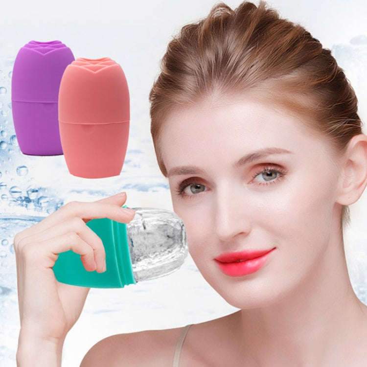 2pcs L-03-01 Face Ice Apparatus Massage Ice Roller Beauty Makeup Silicone Face Ice Tray(Olive Gre...