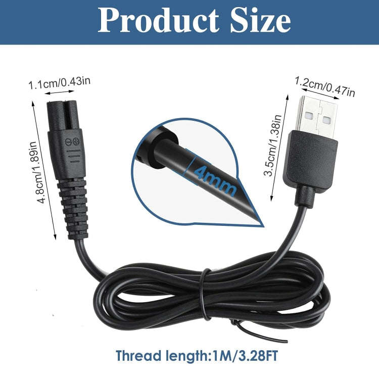 For Xiaomi Mijia MJTXD01SKS Electric Shaver USB Charging Cable Power ,Spce:  2pcs Cable+CN Plug