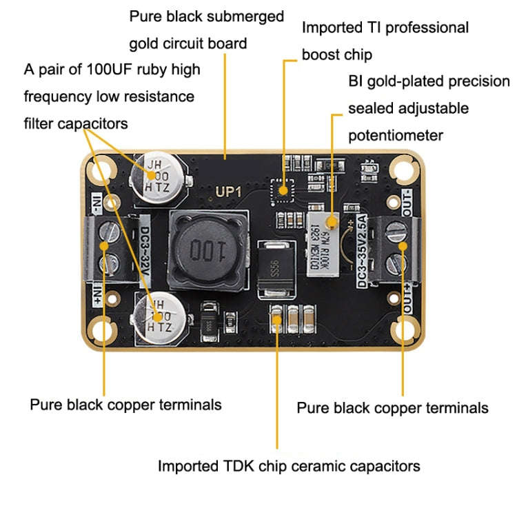 DC-DC Adjustable Step-Down Power Module 3V-32V To 3-36V 72W Stereotype Board(As Show)