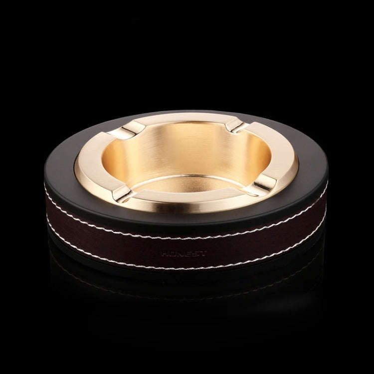 HONEST Cigar Ashtray Metal Cowhide Leather Personalized Ashtray, Color: White+Black skin