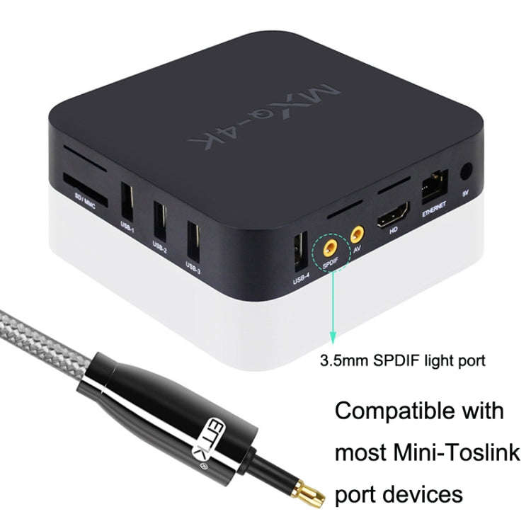 EMK QH4.0 Mini Toslink 3.5mm Interface SPDIF Audio Fiber Optical, Length: 2m(Black)