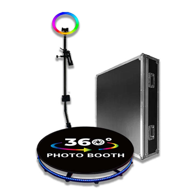 100cm RGB Fill Light Photo Booth Turning Led Camera Photo Spin Stand With Flight Case