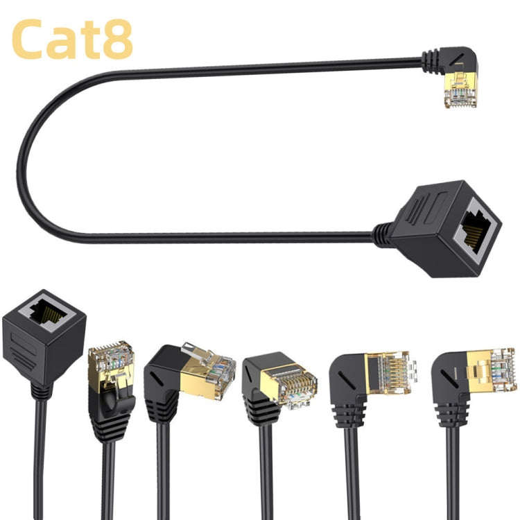Left Bend 0.5m Cat 8 10G Transmission RJ45 Male To Female Computer Network Cable Extension Cable(...