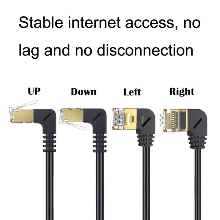 Left Bend 0.5m Cat 8 10G Transmission RJ45 Male To Female Computer Network Cable Extension Cable(...