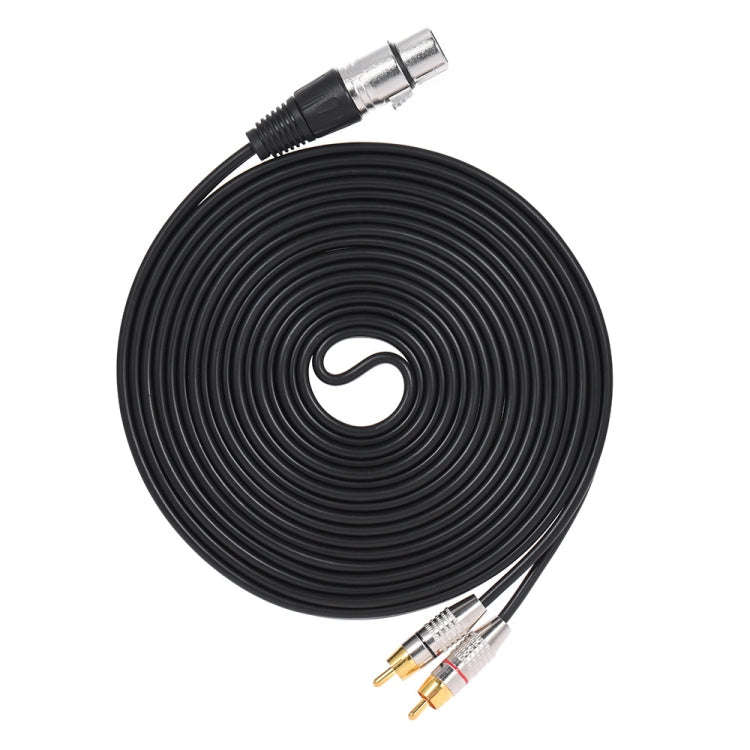 XLR Female To 2RCA Male Plug Stereo Audio Cable, Length: 10m