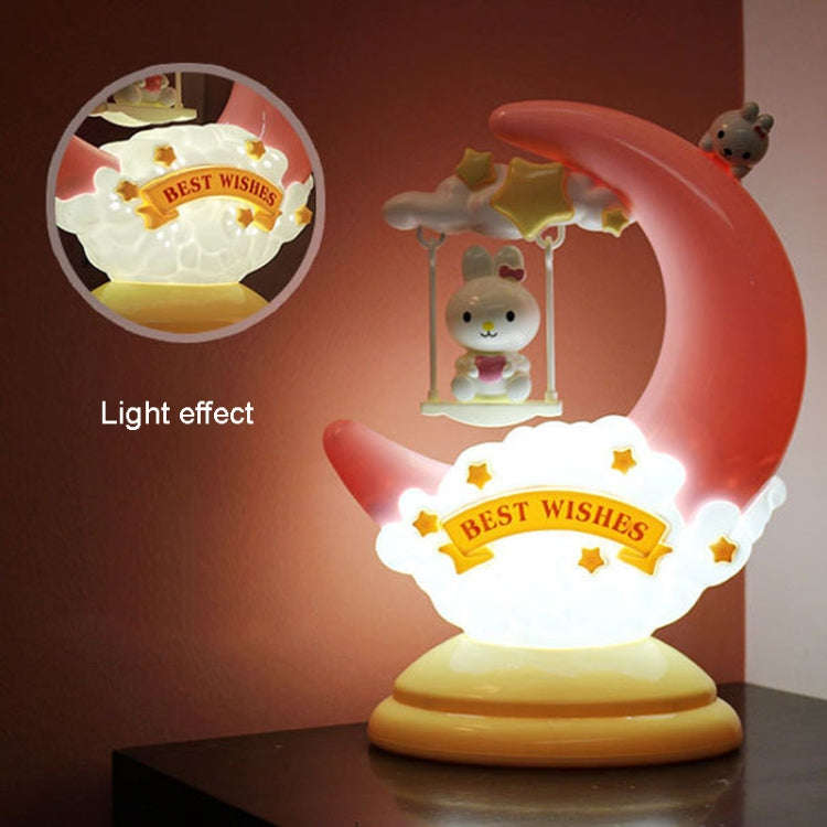 GOELONG Cartoon Moon Table Lamp Children Room Animal Night Light, Plug: US Plug(Rabbit)