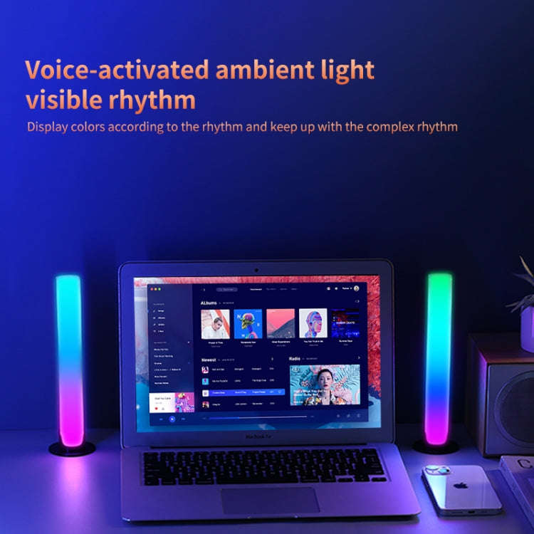 RGB Sound-controlled Rhythmic Response Lights Music Ambient LED Pick-up Lights Charging(Upgrade+A...