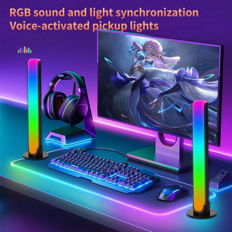 RGB Sound-controlled Rhythmic Response Lights Music Ambient LED Pick-up Lights Charging(Upgrade+A...