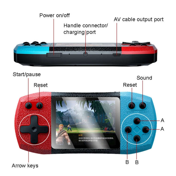 F1 3 Inch Horizontal Screen 620 In 1 Large Screen Pocket Console, Style: Double Player Red Blue