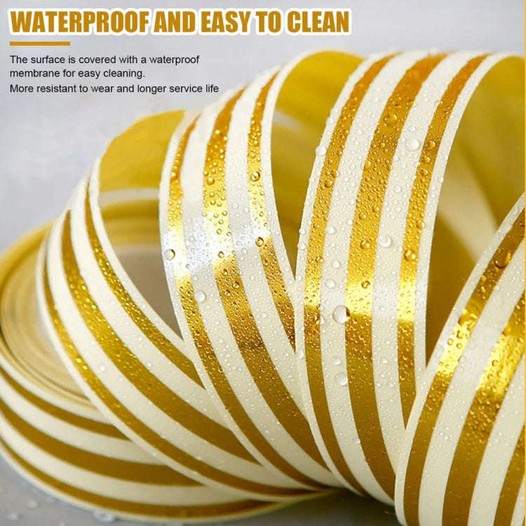 2.5cm x 5m  Golden Tile Gap Tape Waterproof PVC Self Adhesive Sticker(Laser)