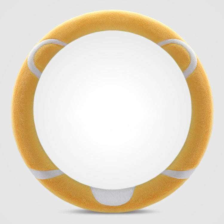 Car Steering Wheel Cartoon Short Fluff Handle Cover, Size: 38cm(Yellow Round)