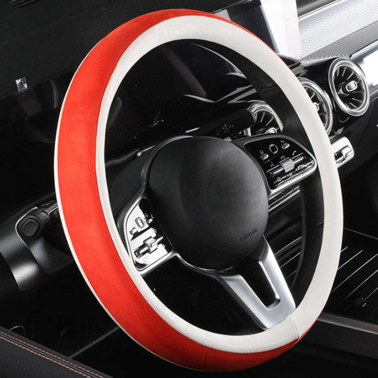 Car Steering Wheel Short Plush Winter Non-slip Grip Cover, Size: 38cm(D Shaped Black)
