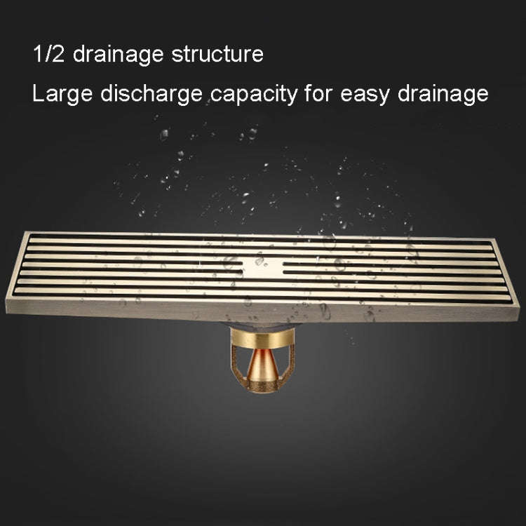 8x30cm Extended Full Copper Strip Floor Drain, Style: K8035 Nickel Brushes+5.5 Deep Water Seal