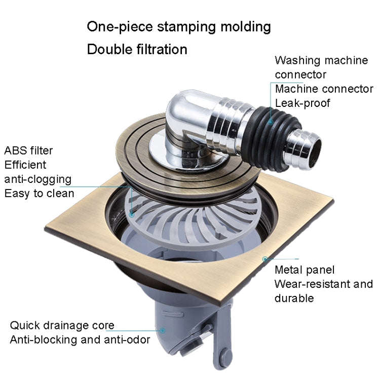 Washing Machine Using Full Copper Floor Drain(K6052 Chrome Plated+Plastic Single Bend+Straight Row)