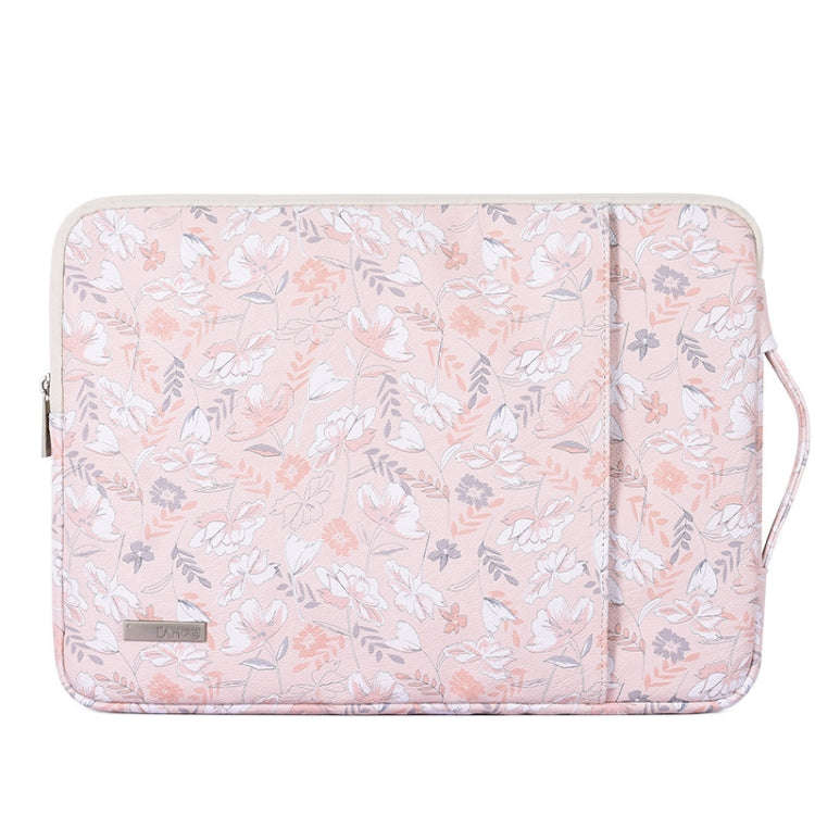 G4-89  PU Laptop Case Tablet Sleeve Bag with Telescoping Handle, Size: 14 Inch(Light Pink)