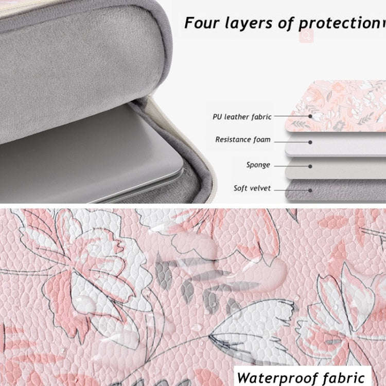 G4-89  PU Laptop Case Tablet Sleeve Bag with Telescoping Handle, Size: 14 Inch(Light Pink)