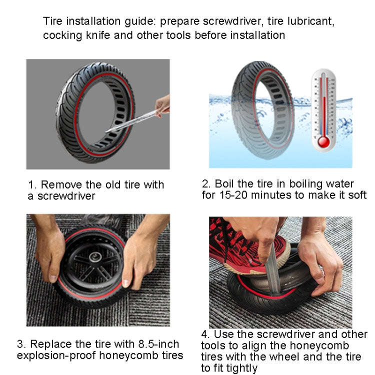 Electric Scooter 8.5 inch Honeycomb Solid Tire For Xiaomi M365/M365 Pro /1S/Pro2/Essential(Red)