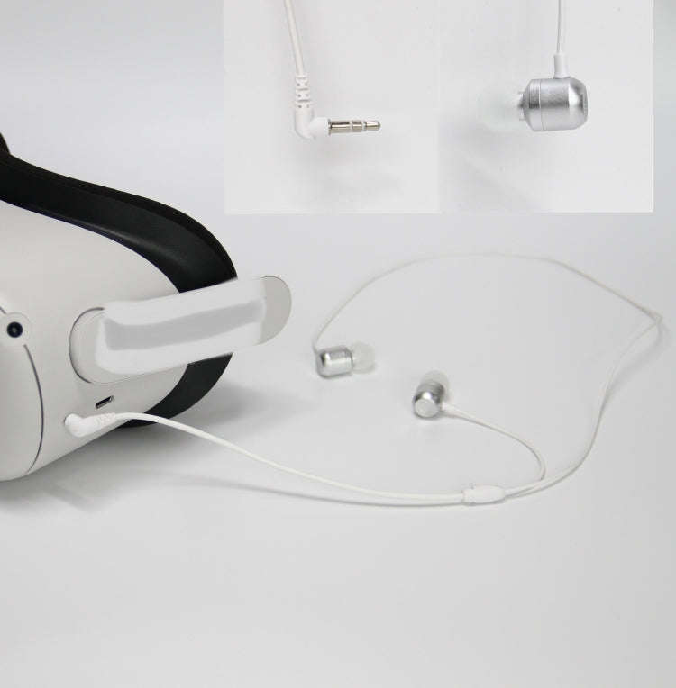 For Quest 2 VR Glasses Ear-in Headset 3.5 Elbow Aluminum Earphones(White)