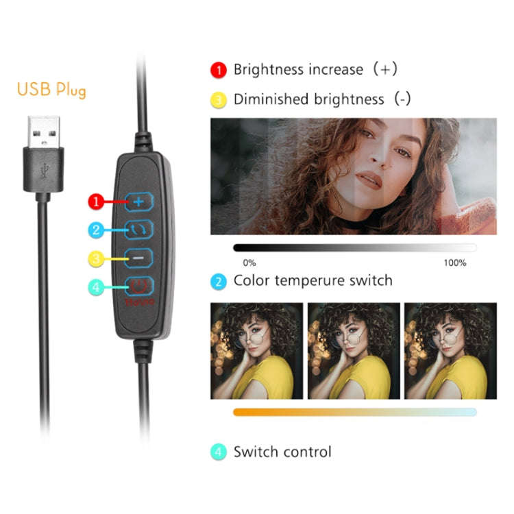 8 Inch 3200-5500K Three-color Temperature Photography Flat-panel Live Fill Light,Spec: 30cm Bracket