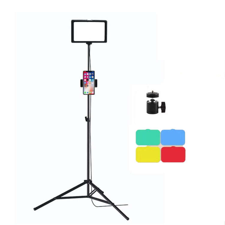 8 Inch 3200-5500K Three-color Temperature Photography Flat-panel Live Fill Light,Spec: 2.1m Bracket