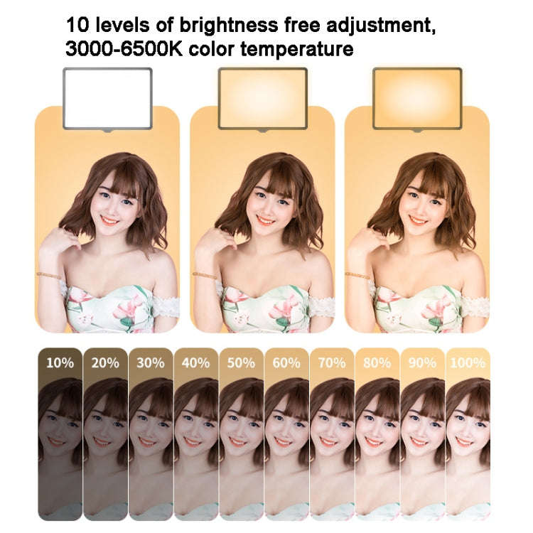 10 Inch 3000-6500K Three-color Temperature Photography Flat-panel Live Fill Light,Spec: 2.1m Brac...