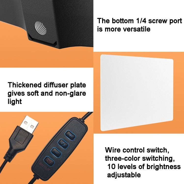 10 Inch 3000-6500K Three-color Temperature Photography Flat-panel Live Fill Light,Spec: 2.1m Brac...