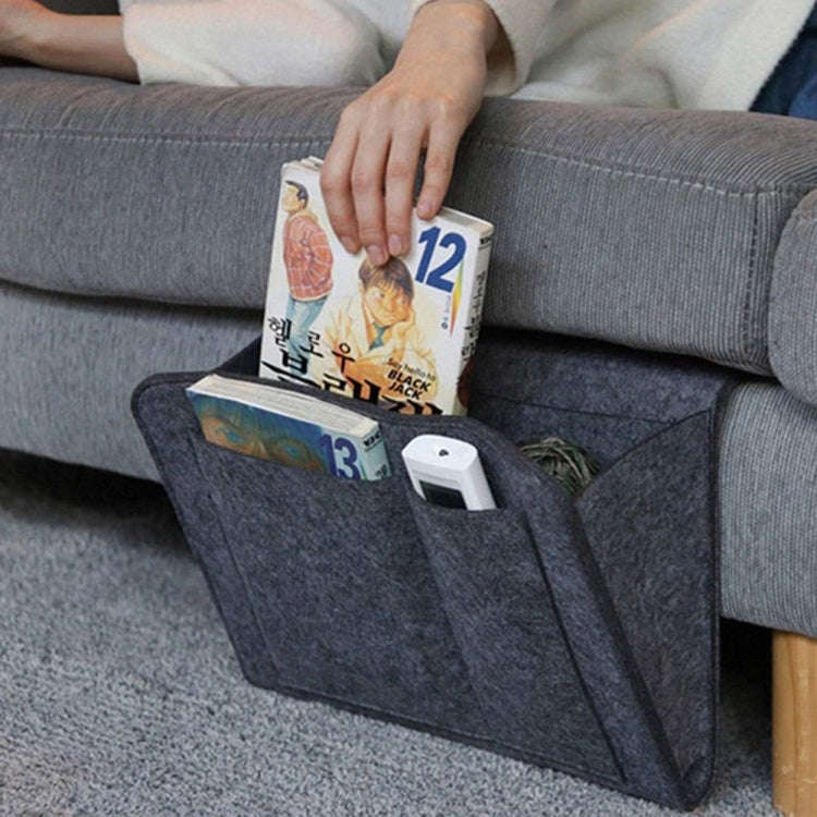 B05006 Felt Storage Bag Bedside Hanging Bag Sofa Bed Side Debris Storage Bag(Deep Gray)