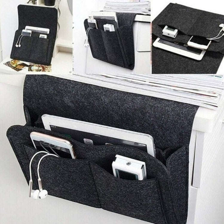 B05006 Felt Storage Bag Bedside Hanging Bag Sofa Bed Side Debris Storage Bag(Black)