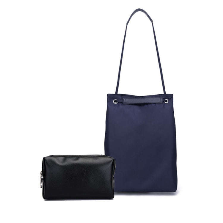 For Apple Macbook Shoulder / Handheld / Messenger Computer Bag, Size: Medium(Navy+Black PU Power ...