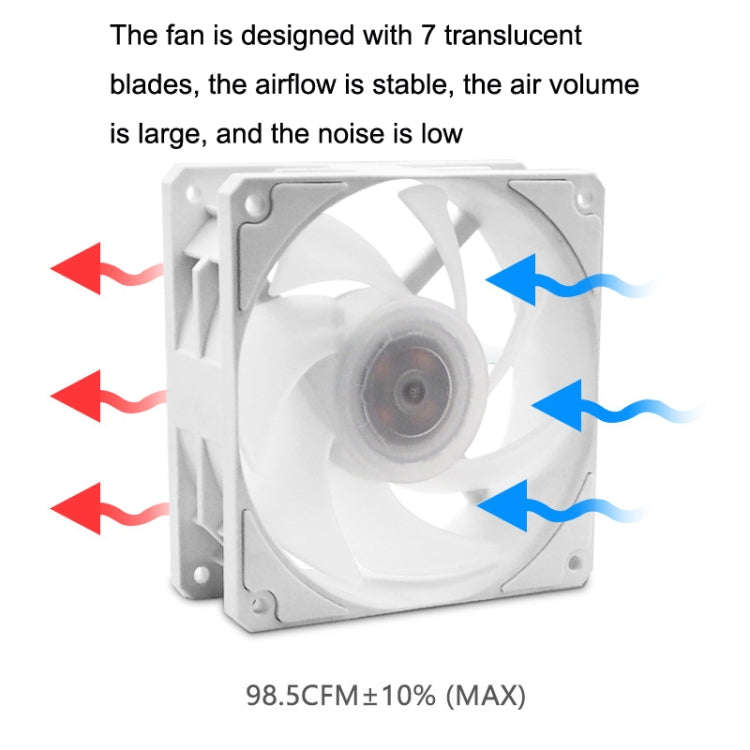 MF12025 5V ARGB 12cm Water Cold Radiator Large Air Volume Chassis Fan(White)