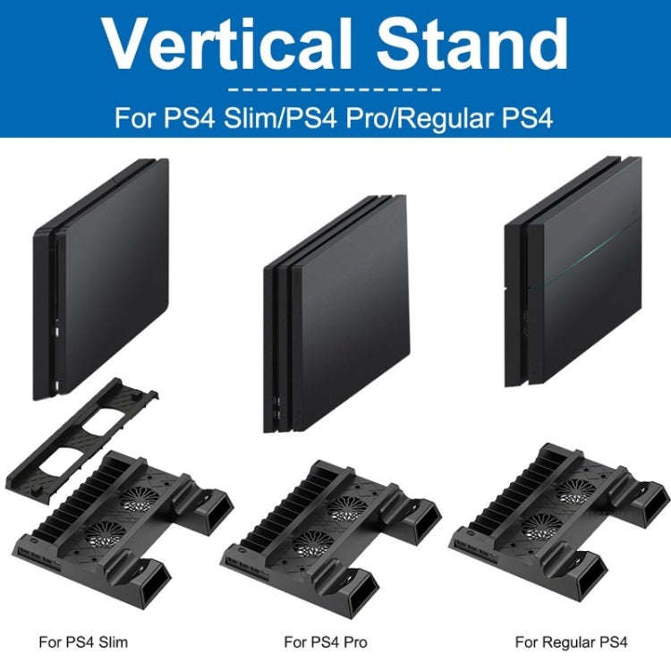For PS4 / PS4 Slim / PS4 Pro Cooling Fan Stand Console Vertical Stand Cooler with Dual Controller...