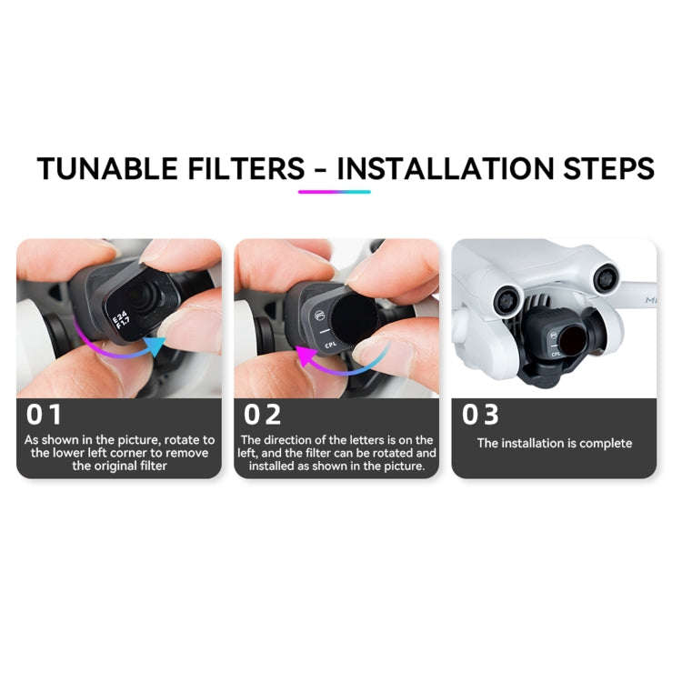 For DJI Mini 3 Pro RCSTQ PL Filters Drone Accessoires  4 In 1 ND/PL 8/16/32/64