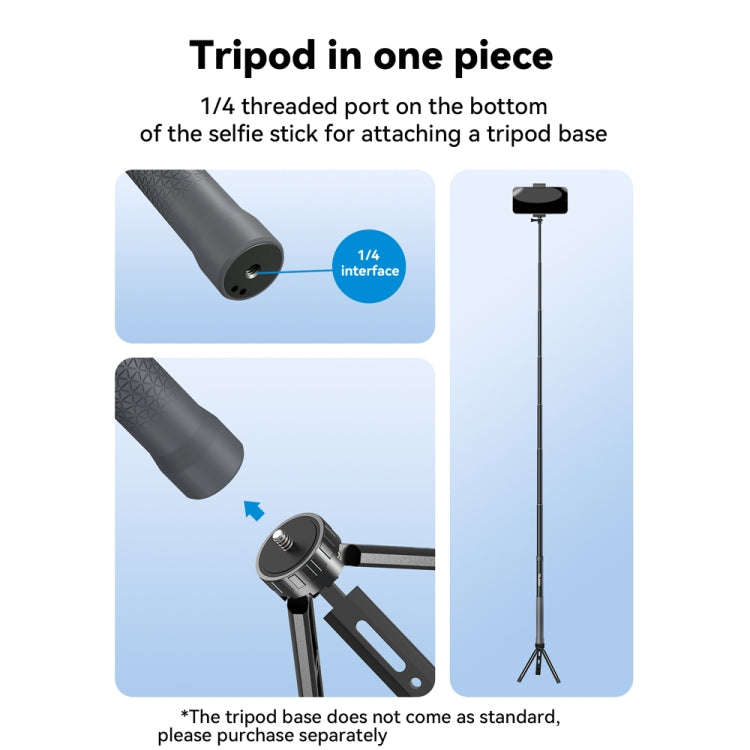 TELESIN 3M Carbon Fiber Selfie Stick Monopod  With 1/4 Screw For DJI, Insta360, GoPro and Other A...