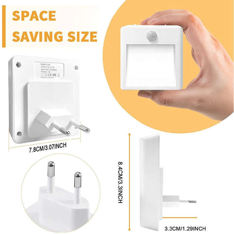 NL2101 Motion Sensor LED Night Light AC Plug Dimming Sleep Lights,Spec: Warm and White UK Plug