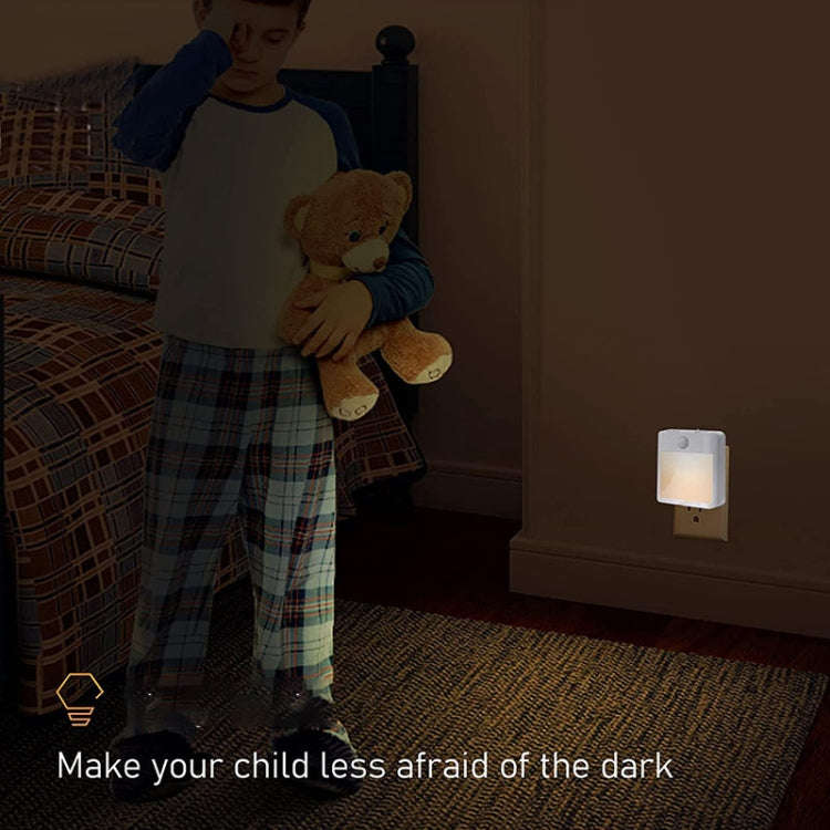 NL2101 Motion Sensor LED Night Light AC Plug Dimming Sleep Lights,Spec: Warm and White UK Plug