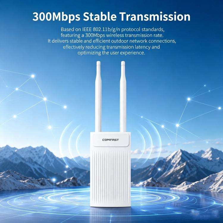 COMFAST CF-EW61 Outdoor Wireless AP 300Mbps 2.4GHz WiFi Access Point With Dual 5dBi External Ante...
